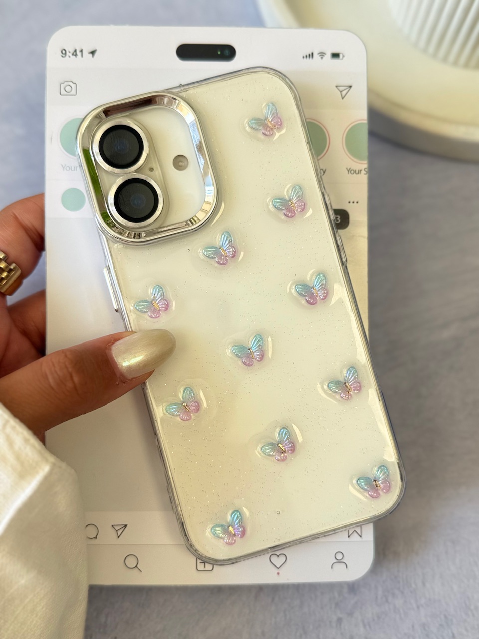 قاب پروانه رنگی زمینه شاینی (کدC2108) - Image 8