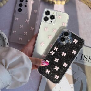 قاب پاپیون صورتی شاین آیفون ، سامسونگ ، شیائومی (کدC2059)