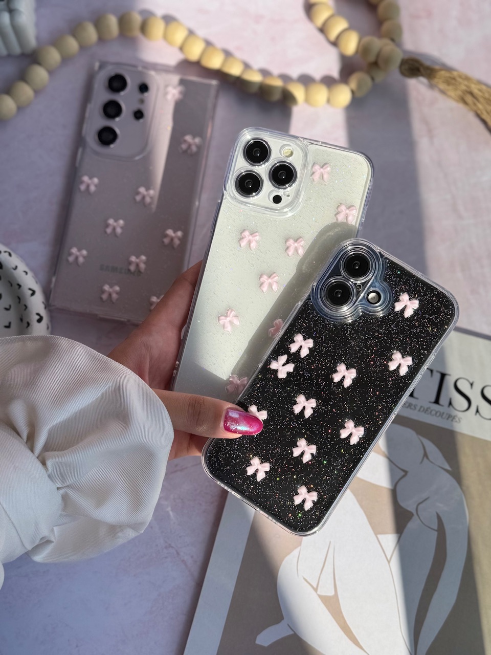 قاب پاپیون صورتی شاین آیفون ، سامسونگ ، شیائومی (کدC2059) - Image 2