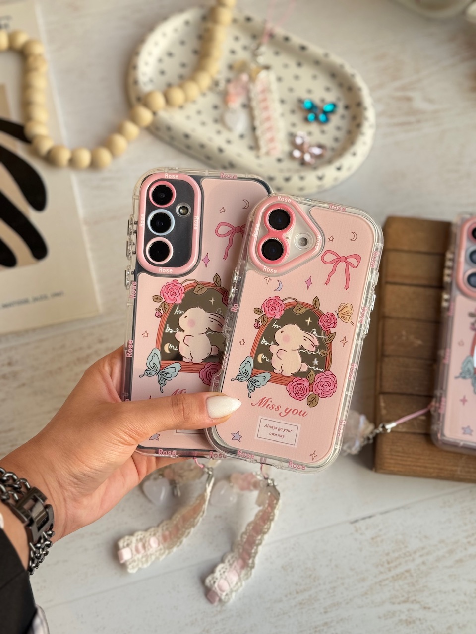 قاب خرگوش Miss You با بند ست (کدC1929) - Image 4