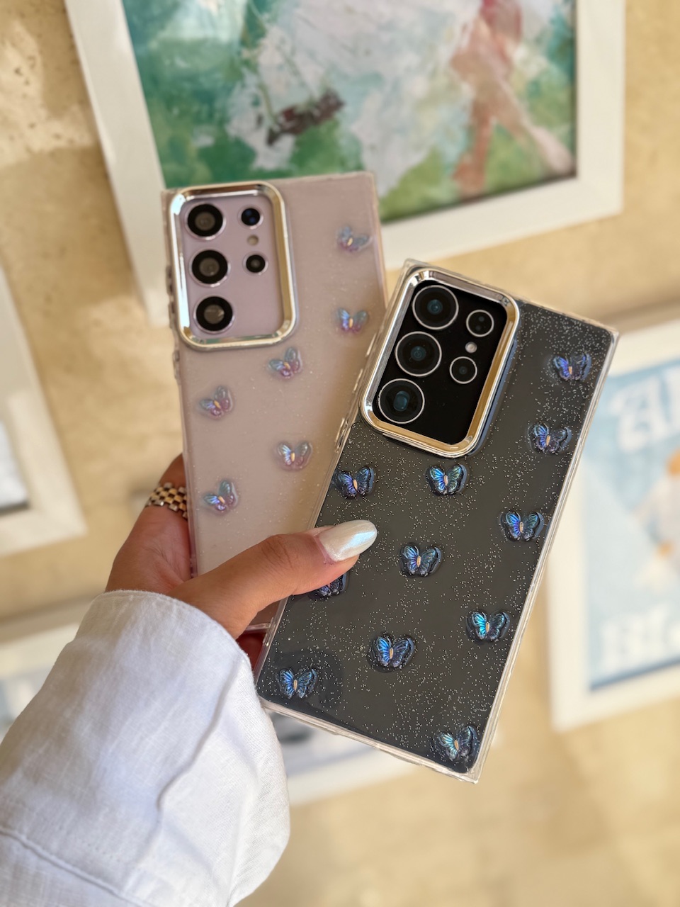 قاب پروانه رنگی زمینه شاینی (کدC2108) - Image 2