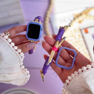 بند اپل واچ بافت بنفش کنفی با گارد سیلیکونی (کدw5060)