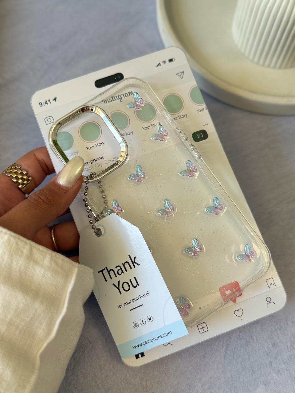 قاب پروانه رنگی زمینه شاینی (کدC2108) - Image 7