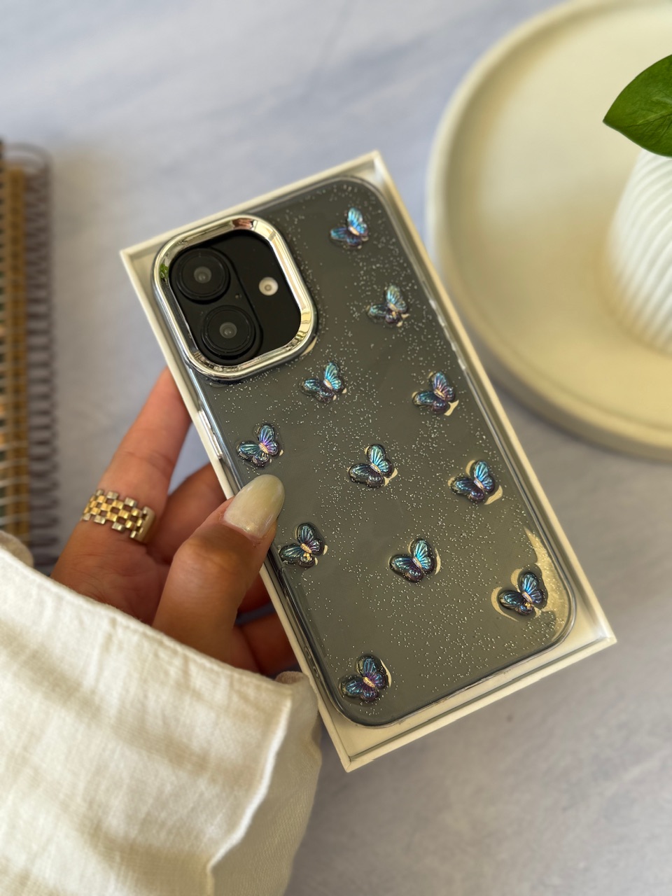 قاب پروانه رنگی زمینه شاینی (کدC2108) - Image 3