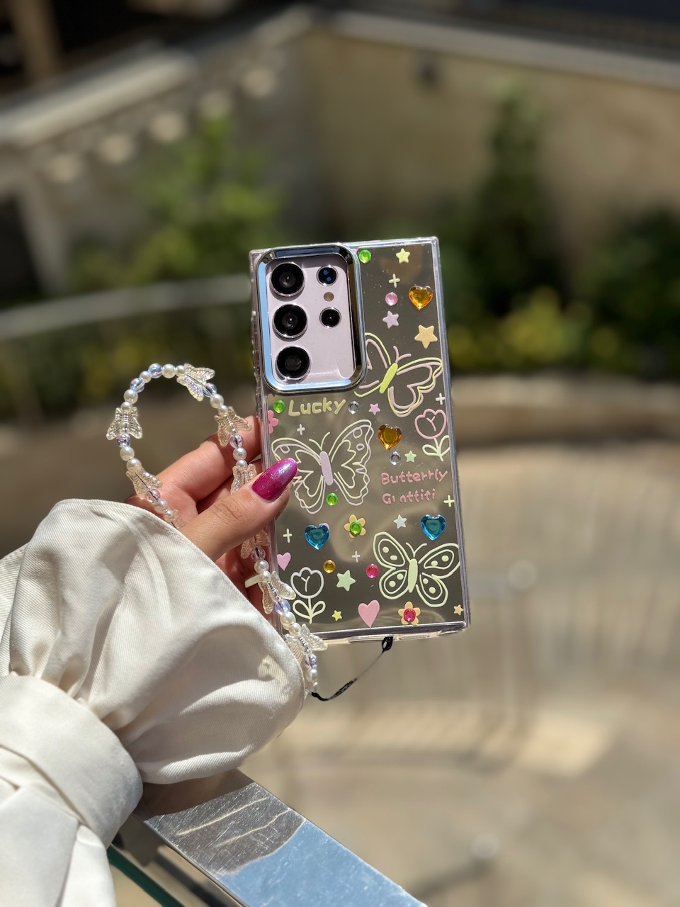 قاب نقاشی پروانه آینه ای با آویز سامسونگ و شیائومی (کدC2056) - Image 2