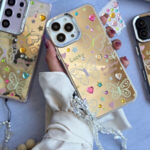 قاب نقاشی پروانه آینه ای با آویز آیفون (کدC2056)