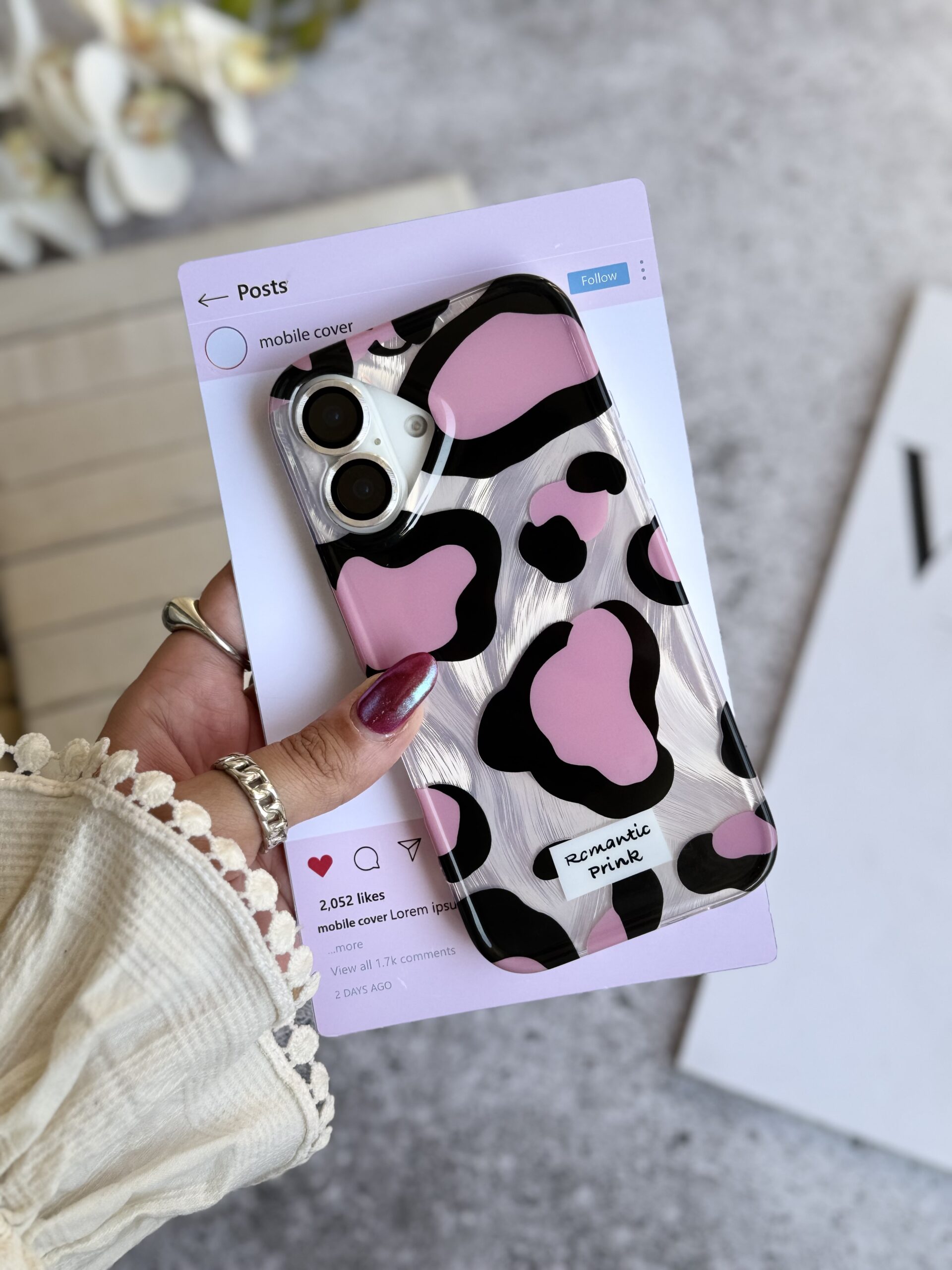 قاب پلنگی Romantic Pink آیفونی (کدC2062) - Image 6