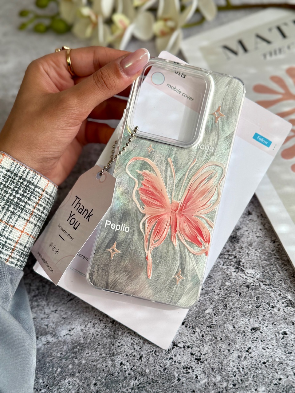 قاب پروانه رز فلای با آویز سامسونگ و شیائومی (کدC2147) - Image 3