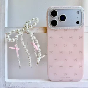 قاب Pink Bow پاپیون با آویز (کدC2276)